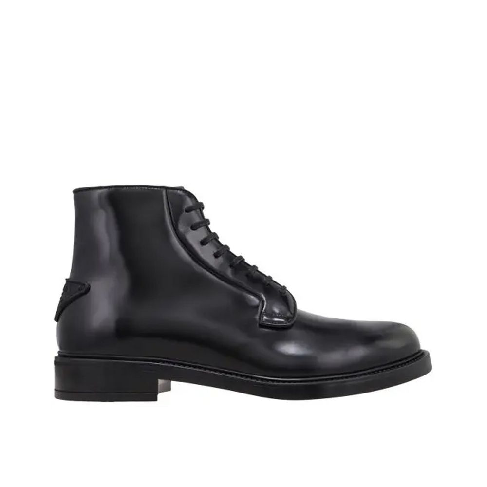 Black Calfskin Lace-Up Boots