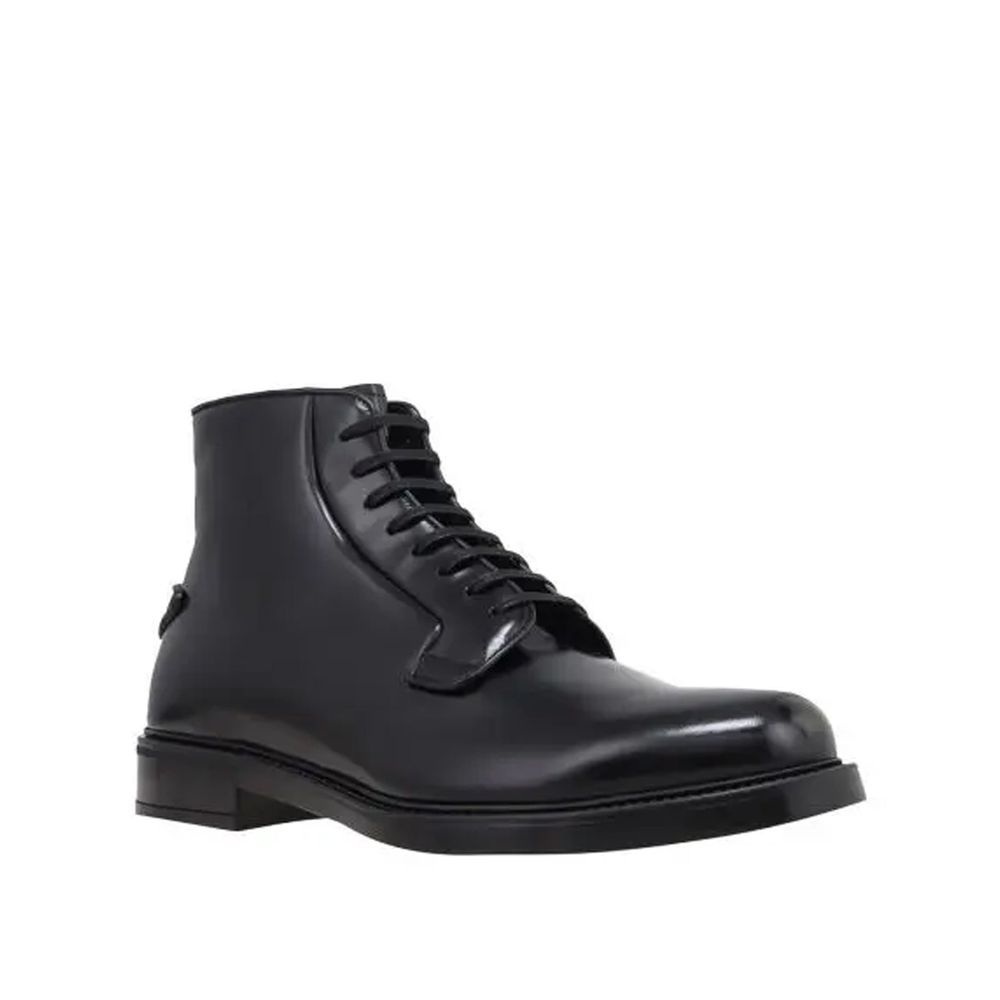 Black Calfskin Lace-Up Boots