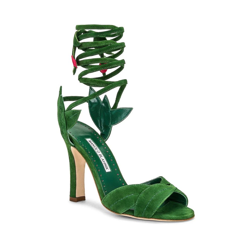 Green Calfskin Strap-On Sandals