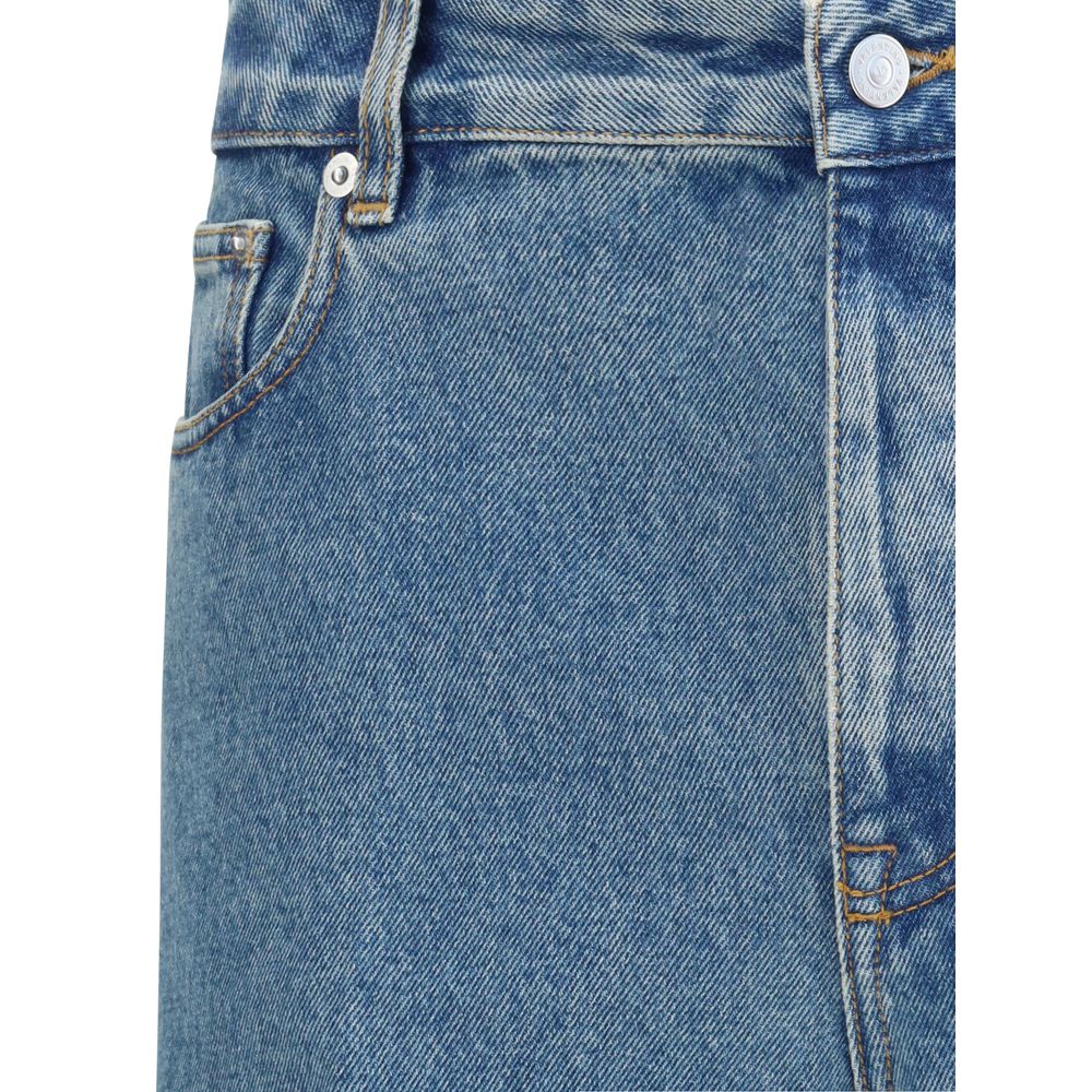 Blue Cotton Straight-Leg Jeans