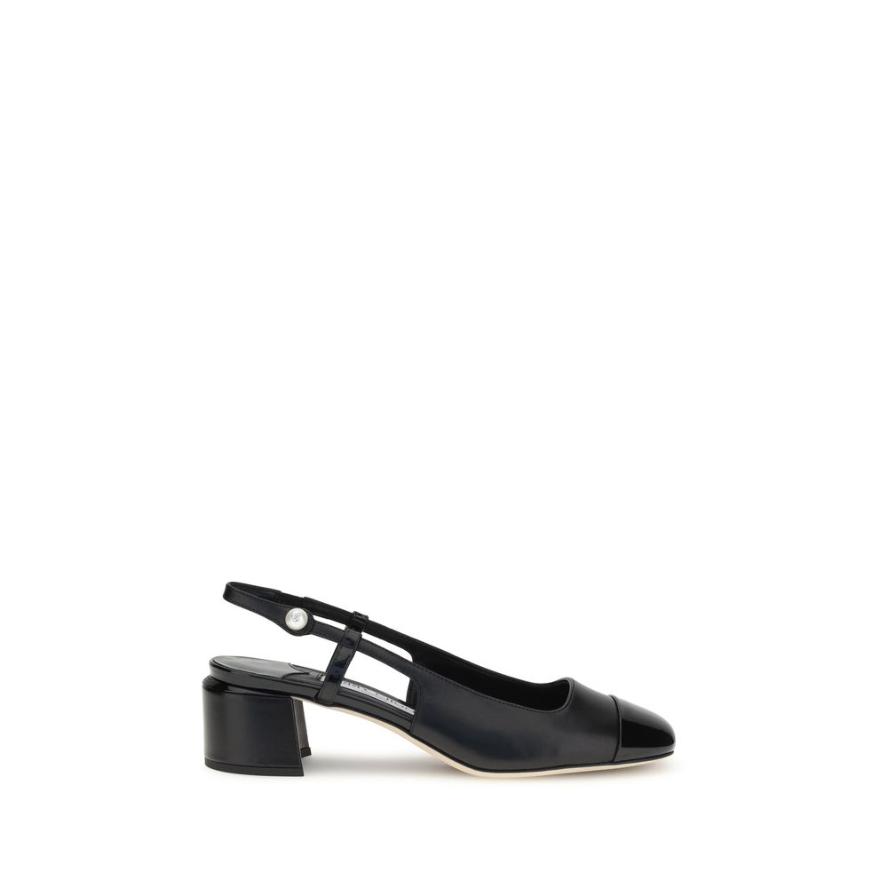 Black Calf Leather Bos Taurus Mid Heel Pumps