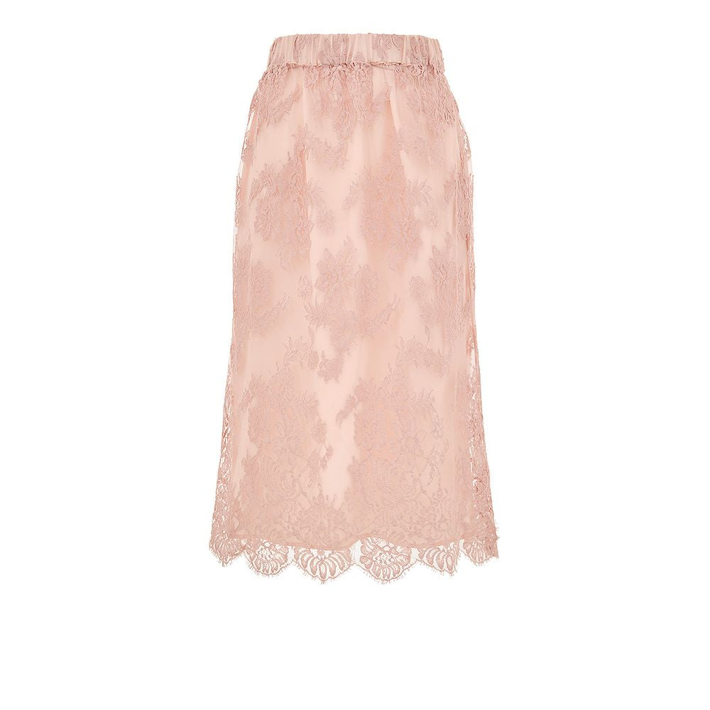 Pink Cotton Midi Skirt