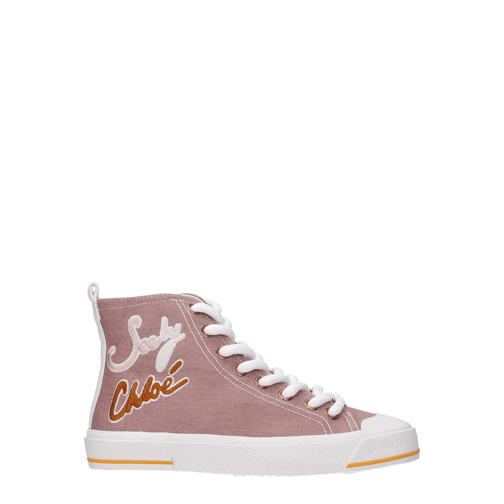 Pink Fabric High Top Sneakers