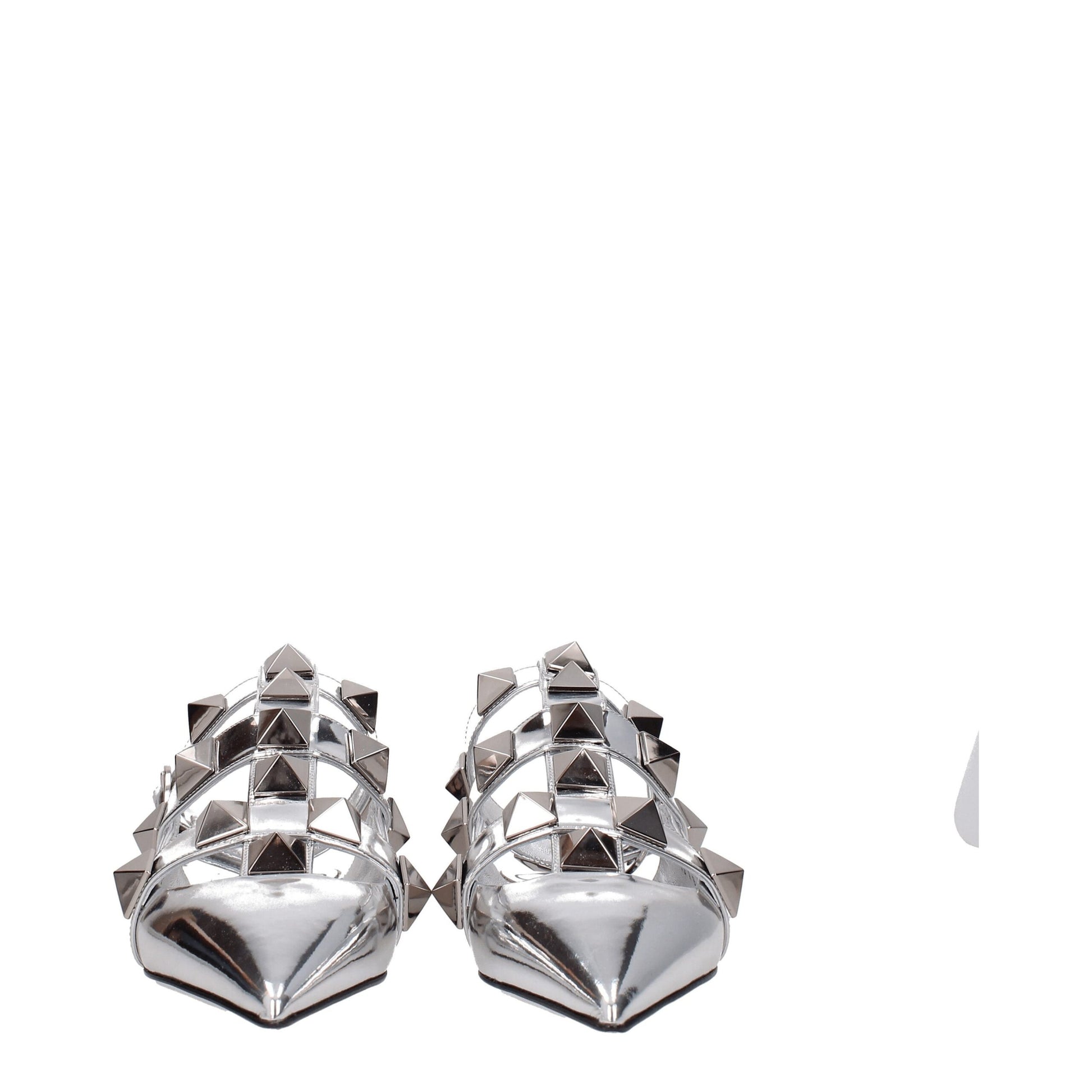 Gray Leather Flat Sandals