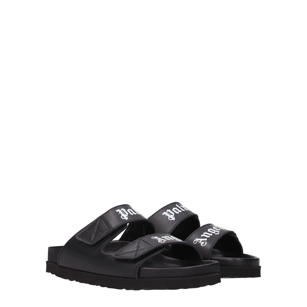Black Leather Slippers
