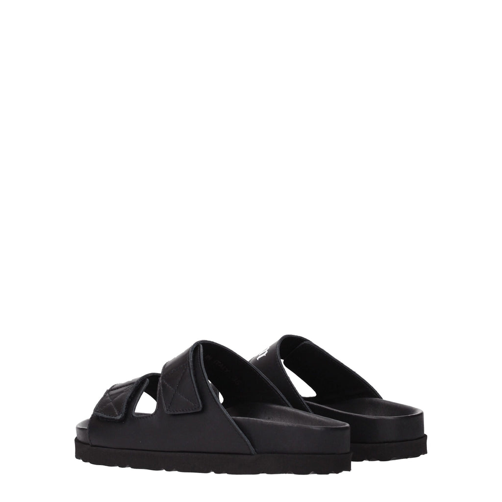 Black Leather Slippers