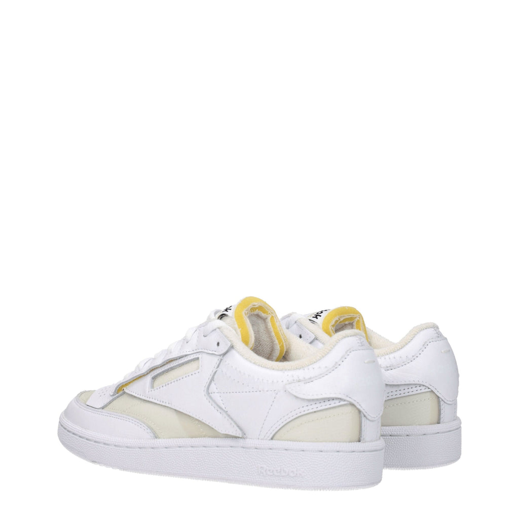 White Fabric Low Top Sneakers