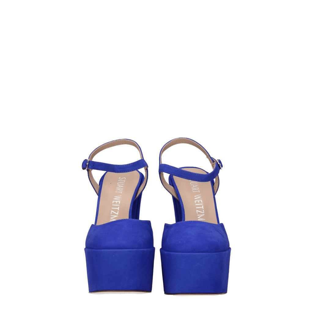 Blue Leather Platform Sandals