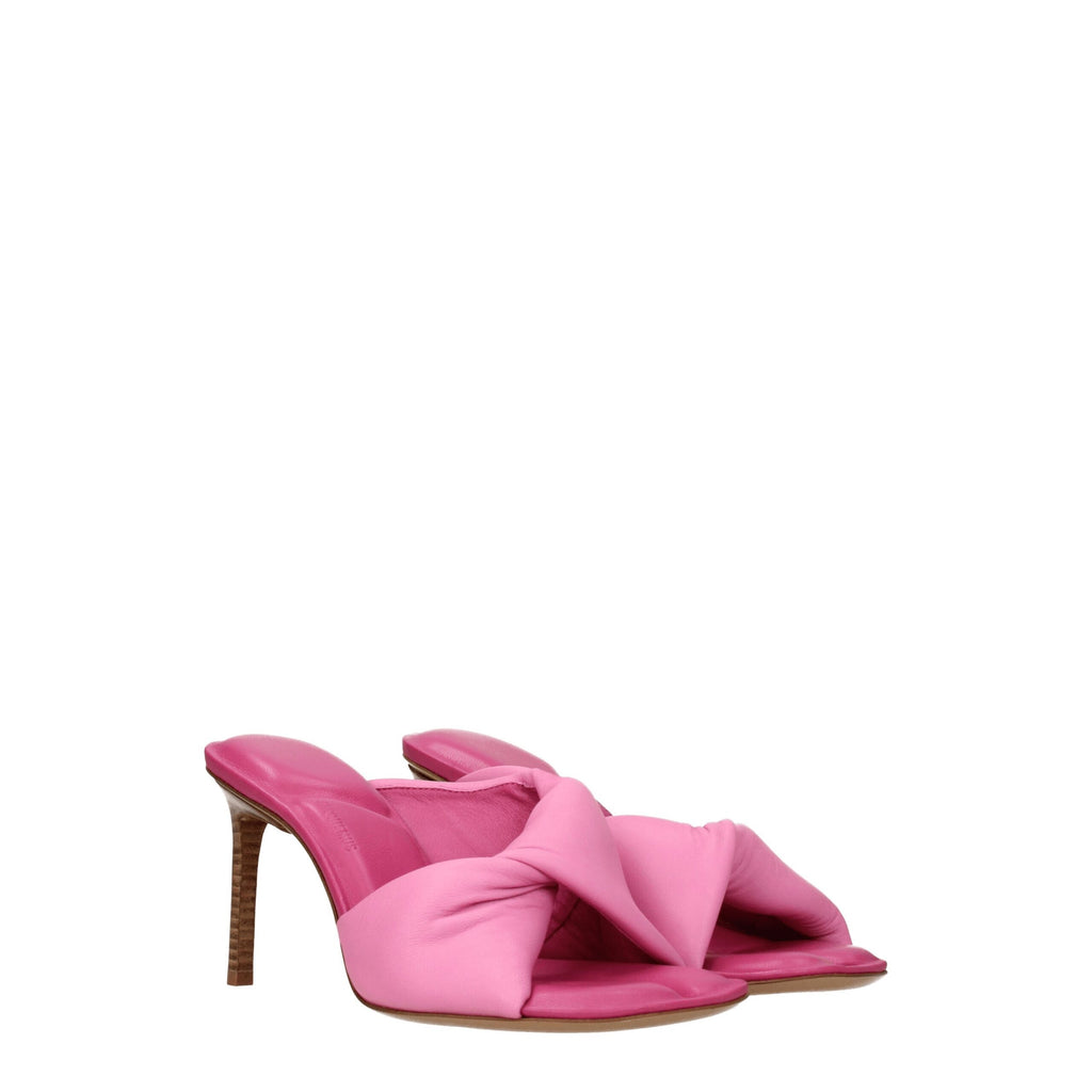 Pink Leather Stiletto Heel Sandals
