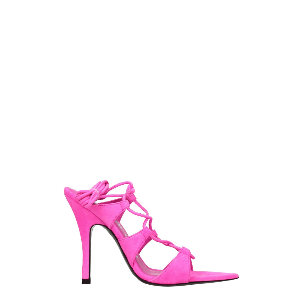 Pink Leather Stiletto Heel Sandals