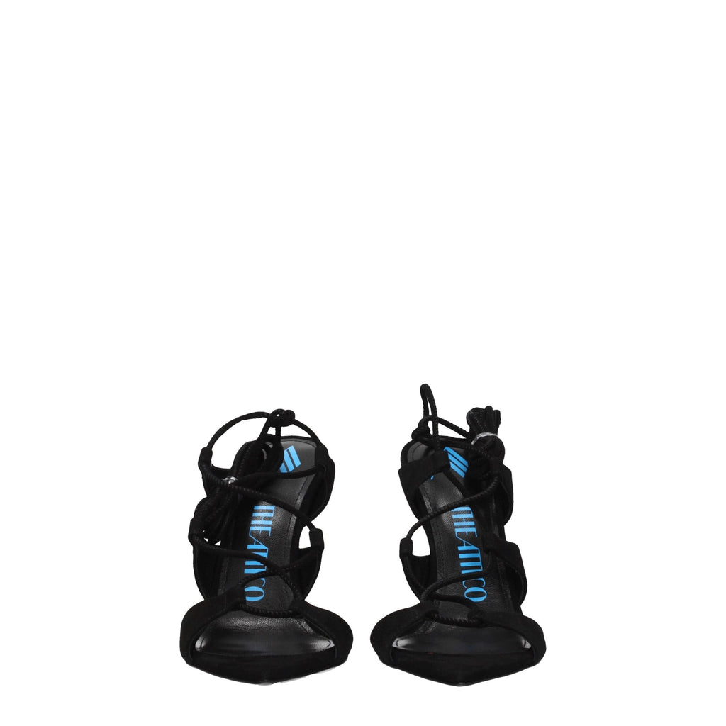 Black Leather Stiletto Heel Sandals