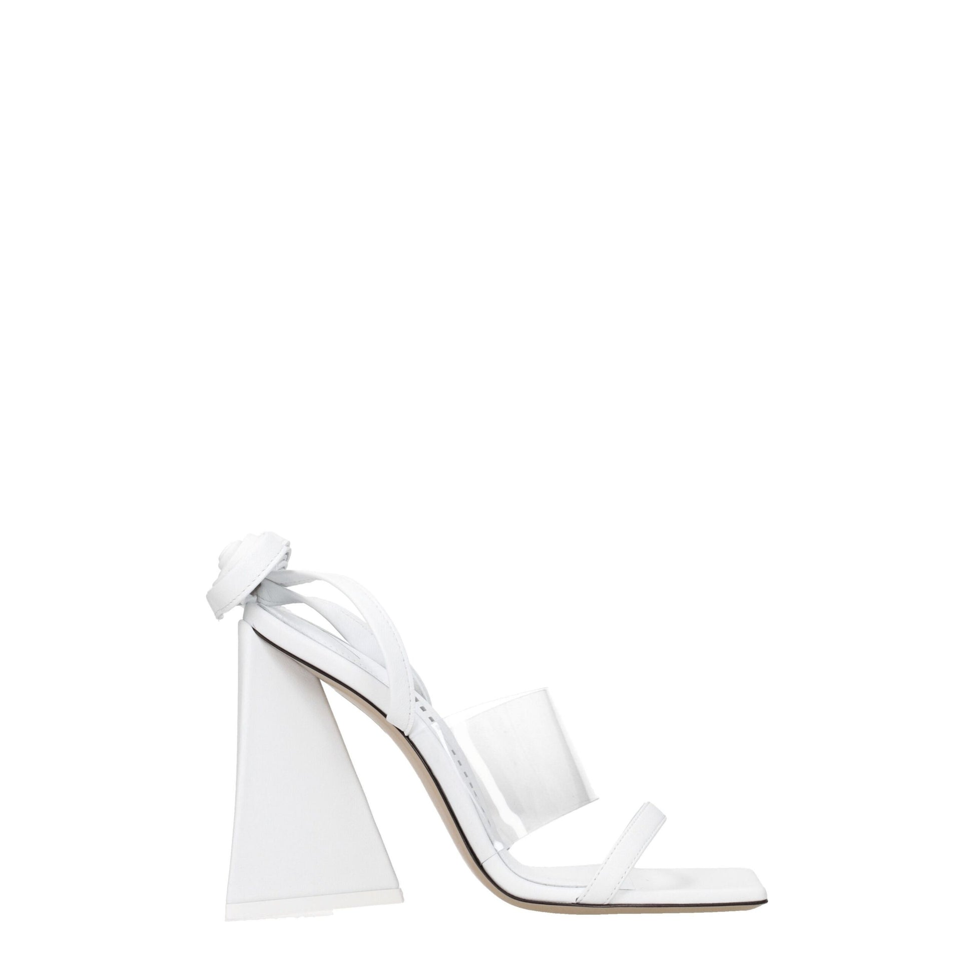White Leather Stiletto Heel Sandals