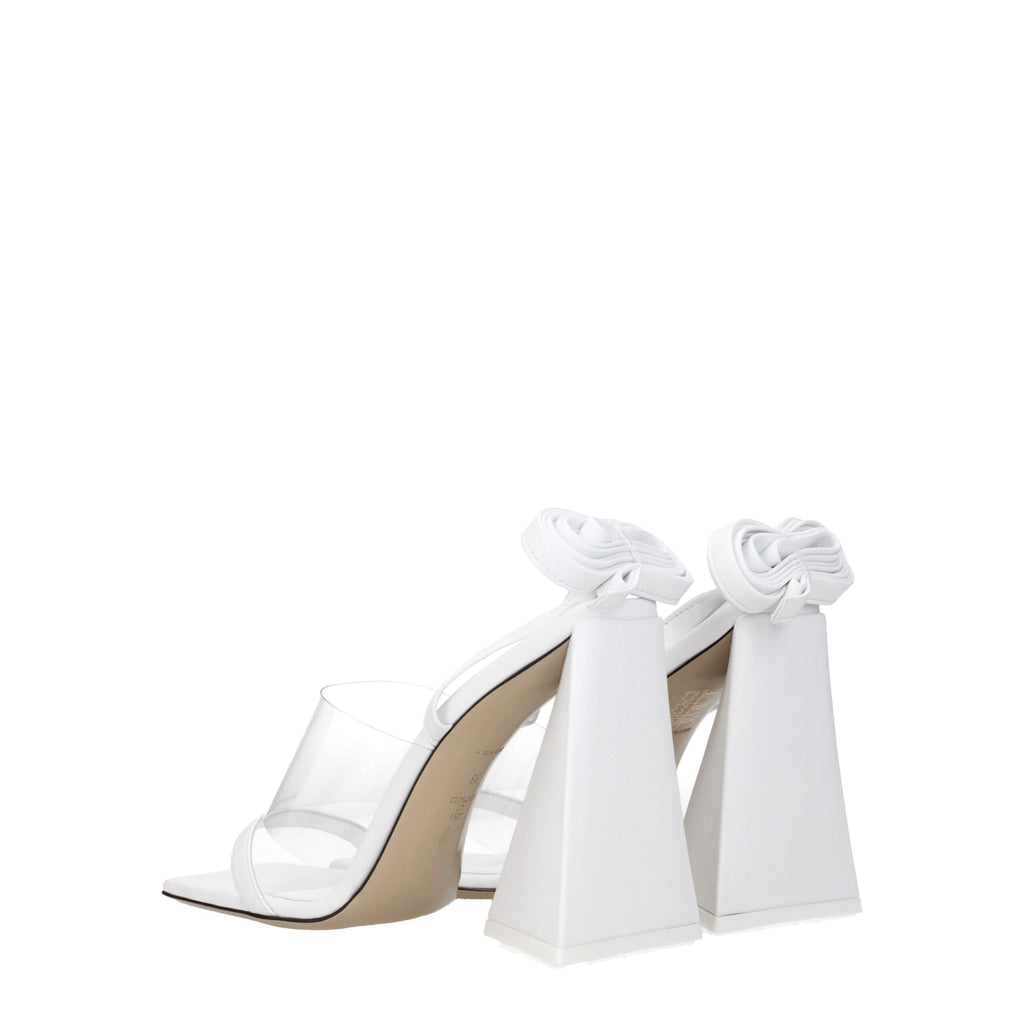 White Leather Stiletto Heel Sandals