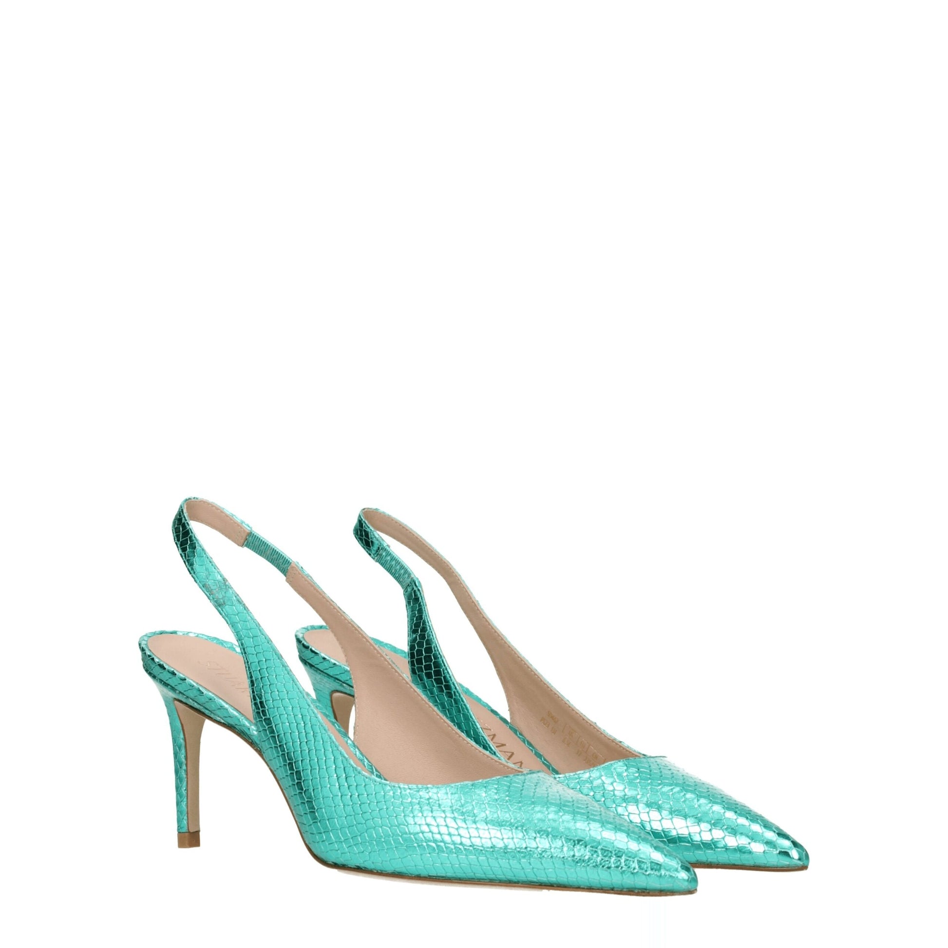 Green Leather High Heel Pumps