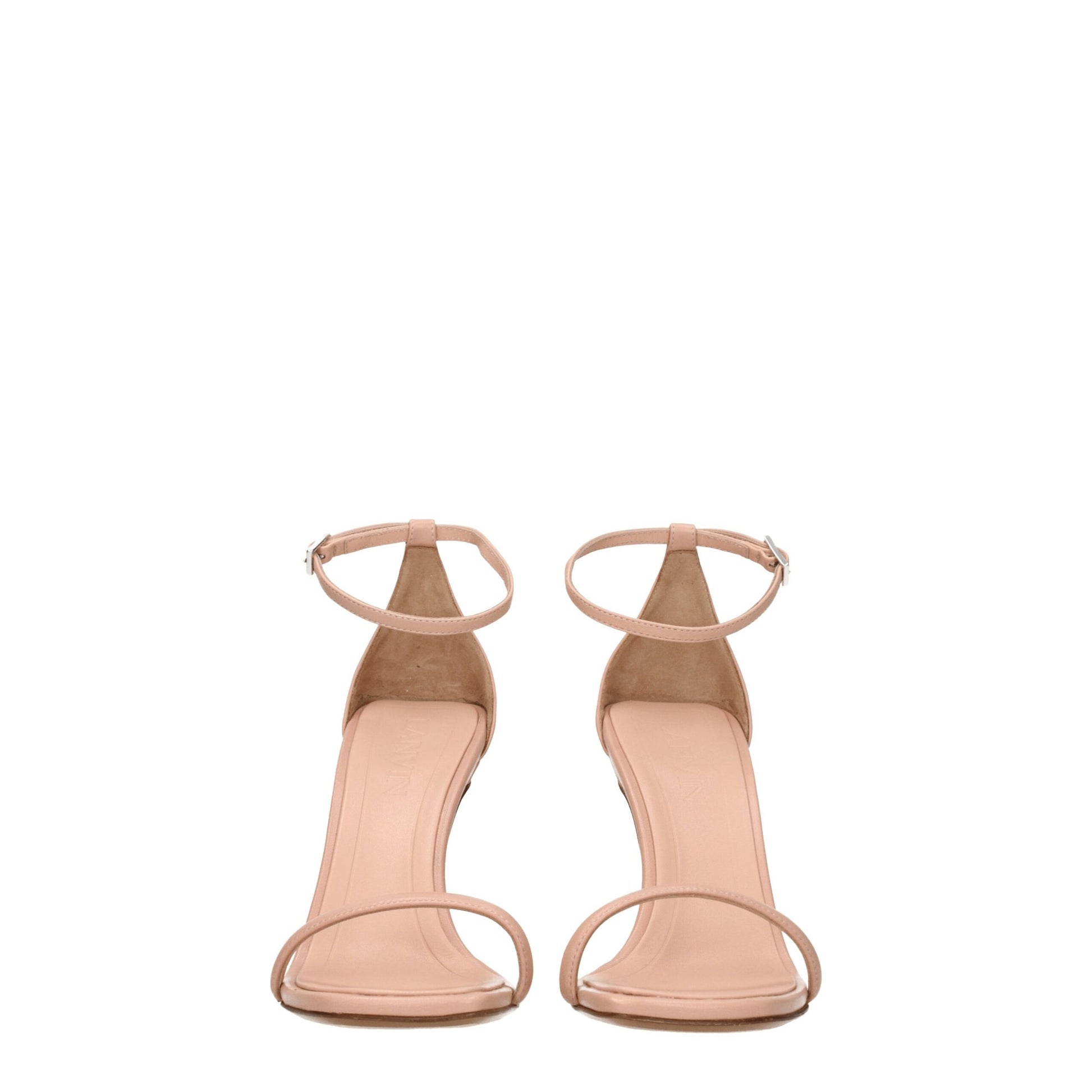 Pink Leather Stiletto Heel Sandals