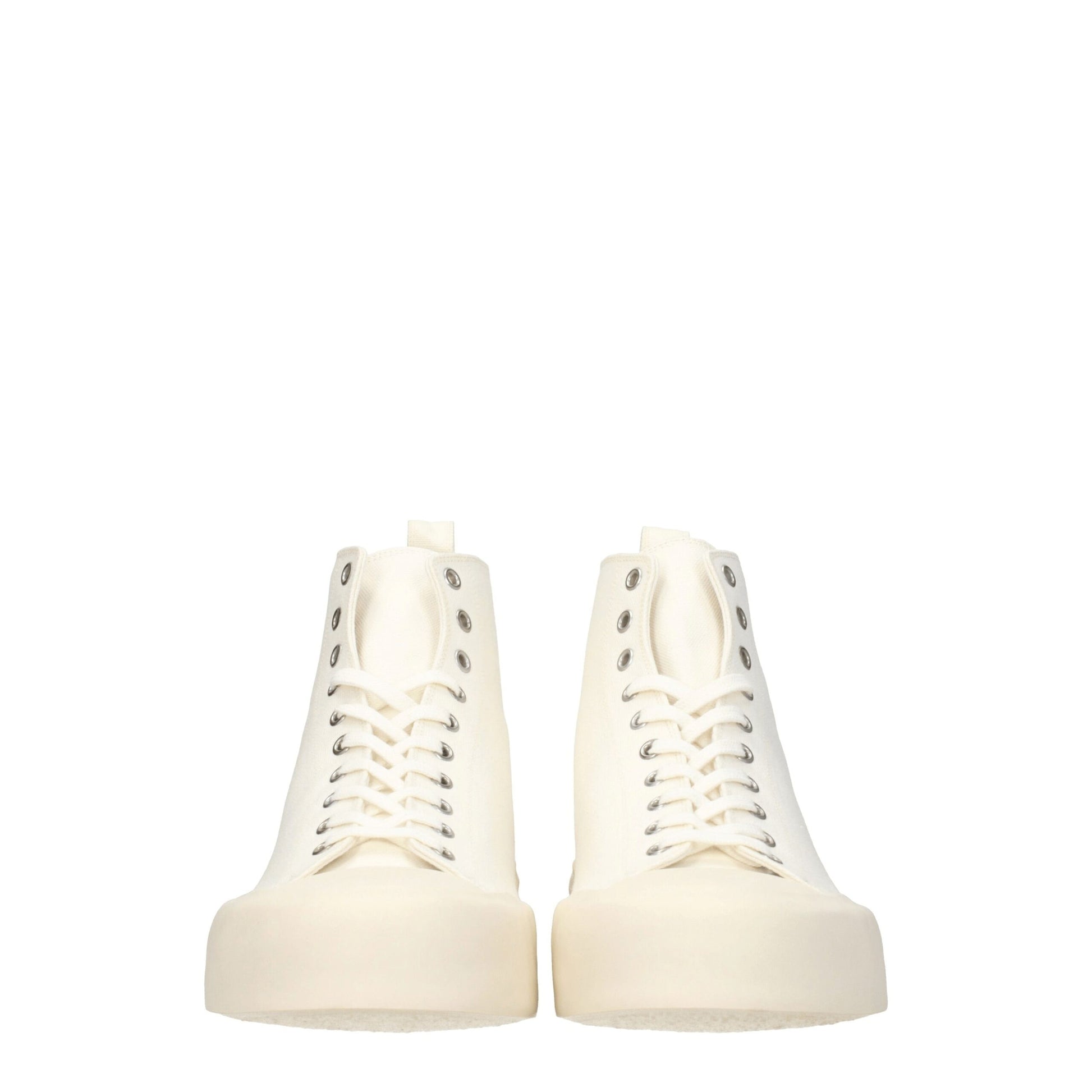 Beige Fabric High Top Sneakers