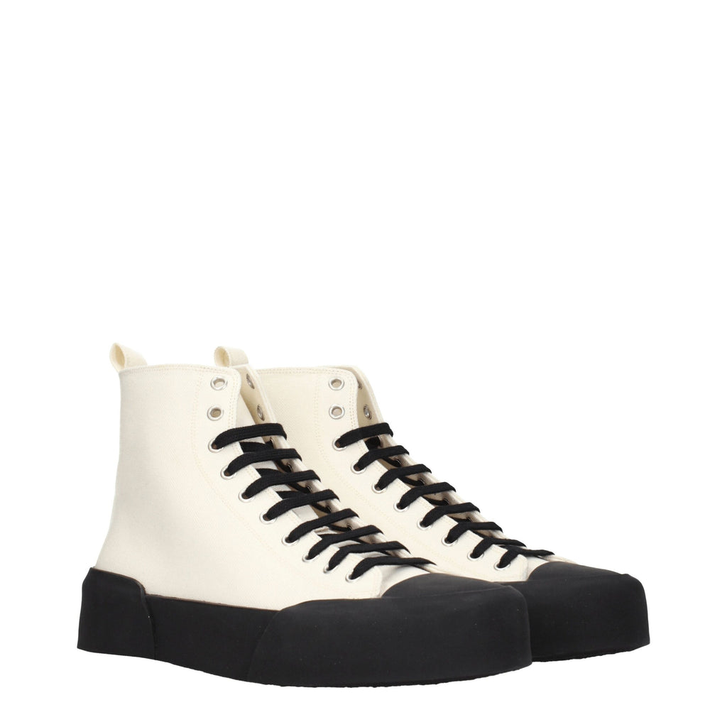 Beige Fabric High Top Sneakers