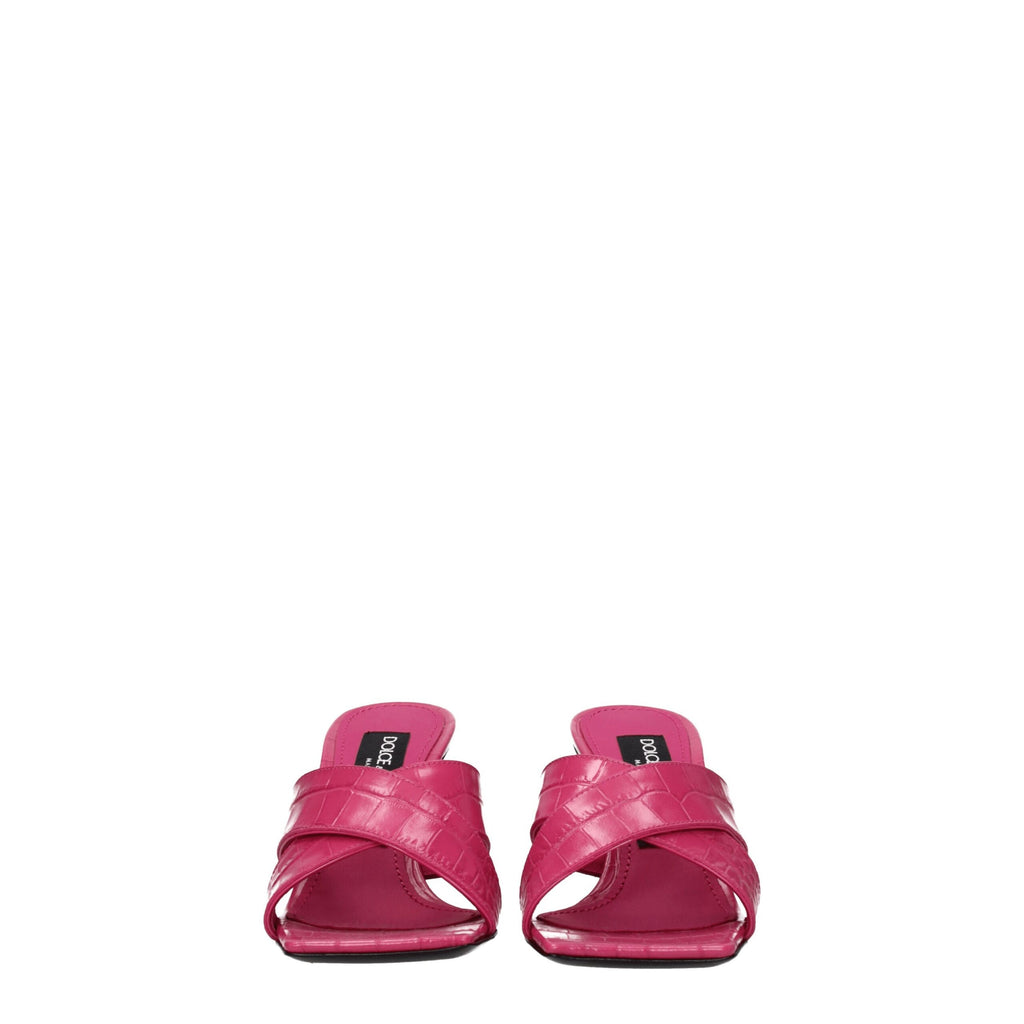 Pink Leather Platform Sandals