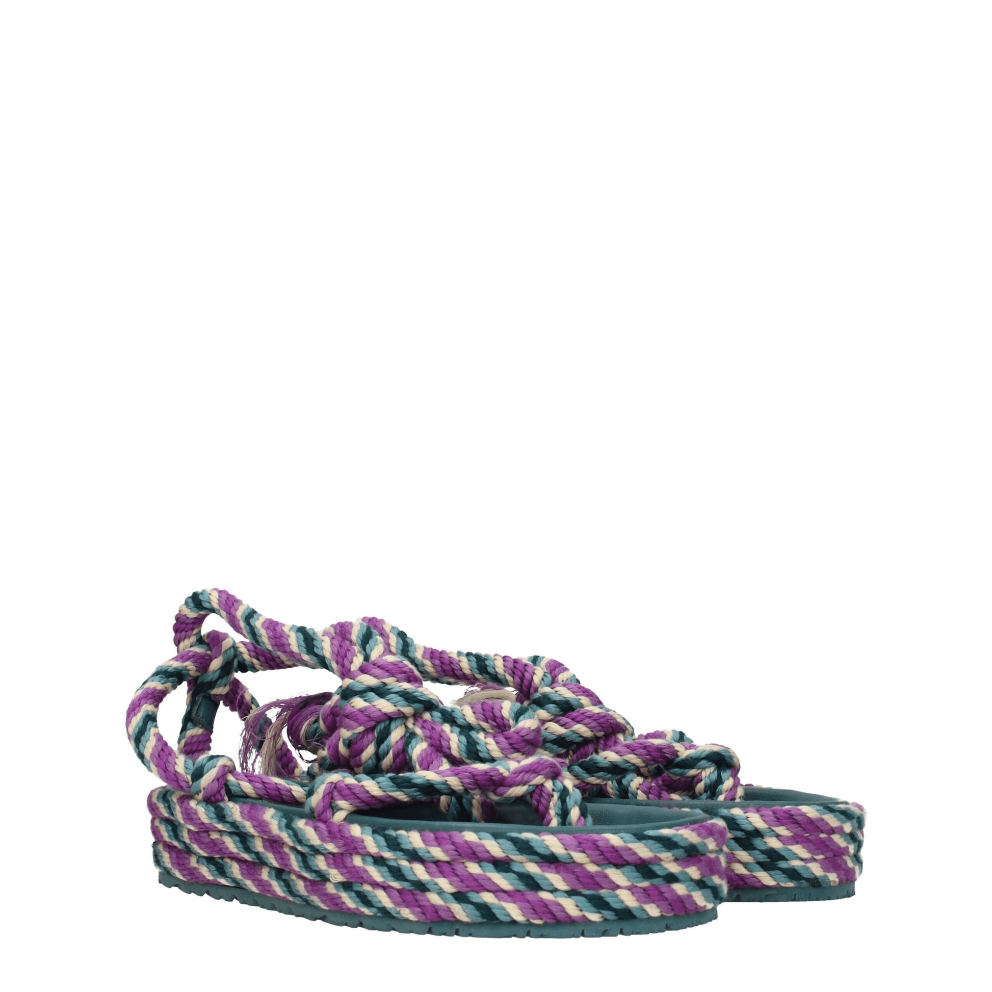 Multicolor Fabric Flat Sandals