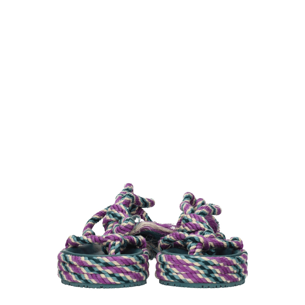Multicolor Fabric Flat Sandals