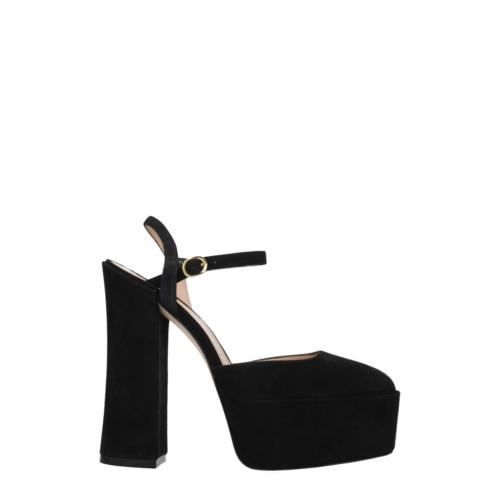 Black Leather Platform Sandals