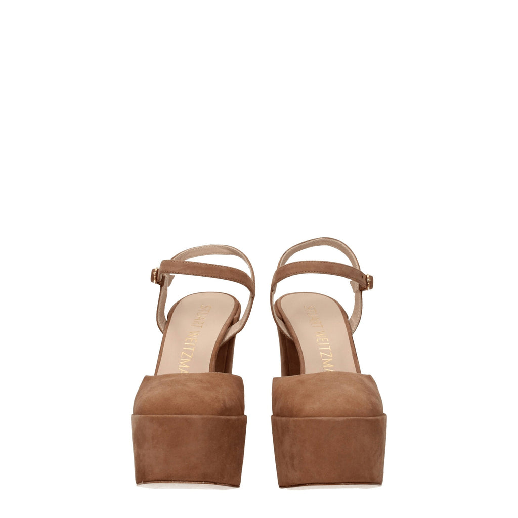 Beige Leather Platform Sandals