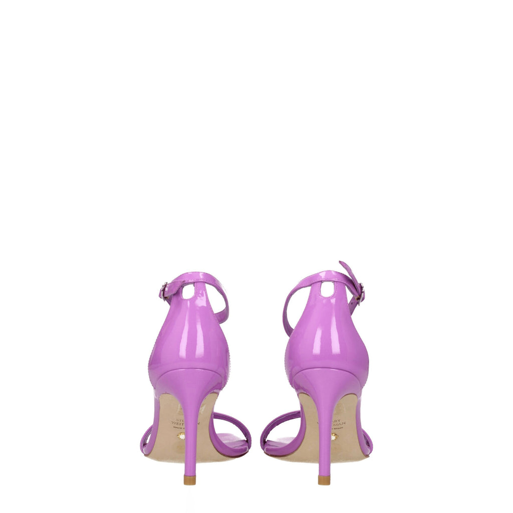 Purple Leather Stiletto Heel Sandals