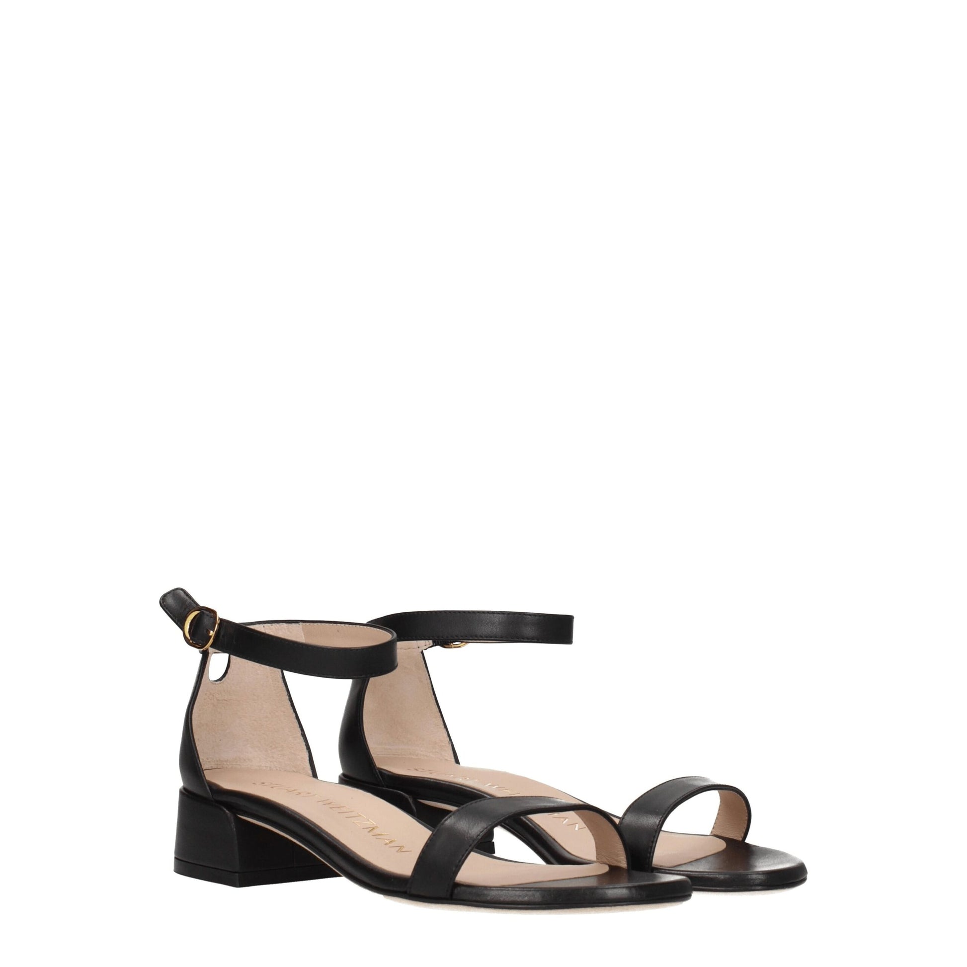 Black Leather Flat Sandals