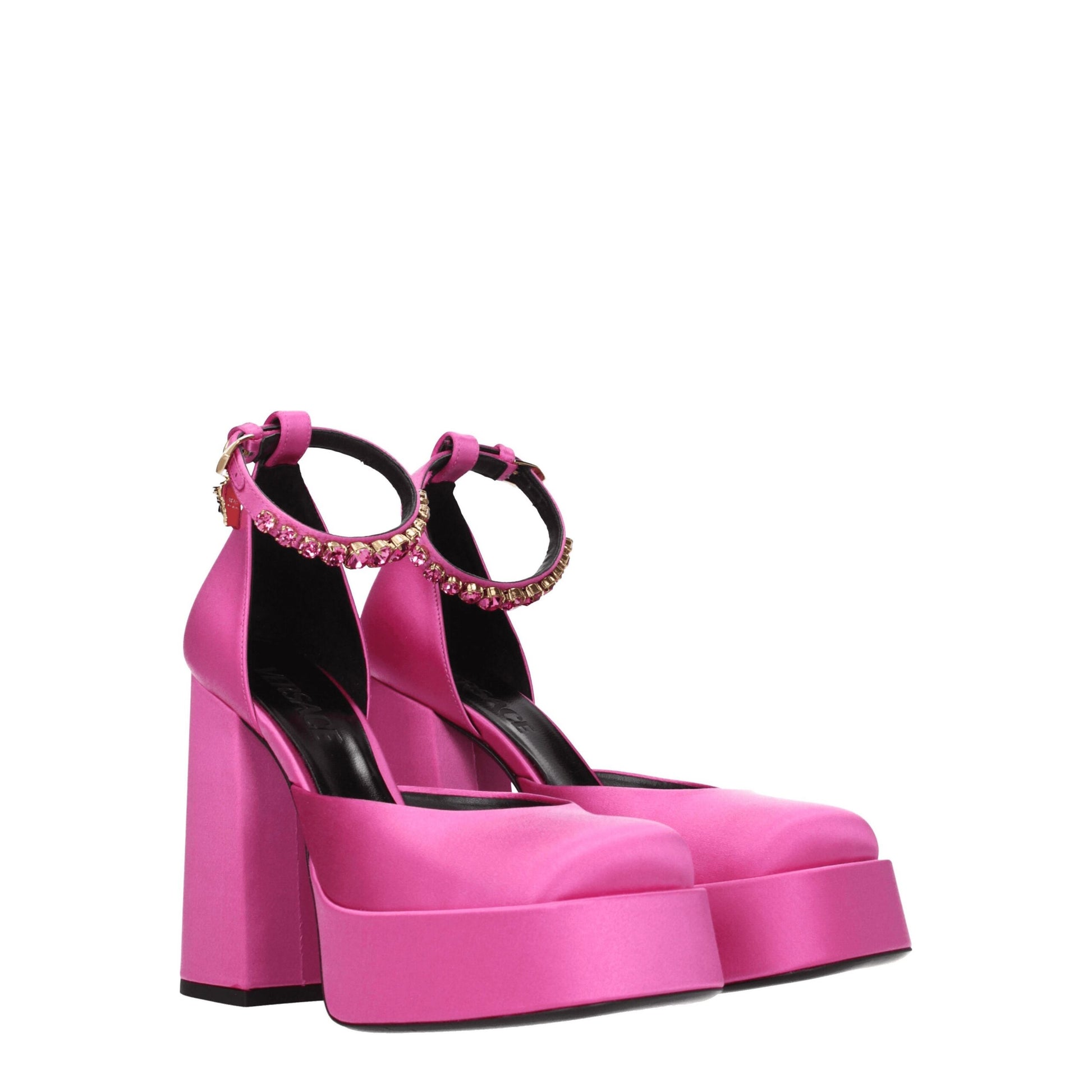 Pink Satin Platform Pumps
