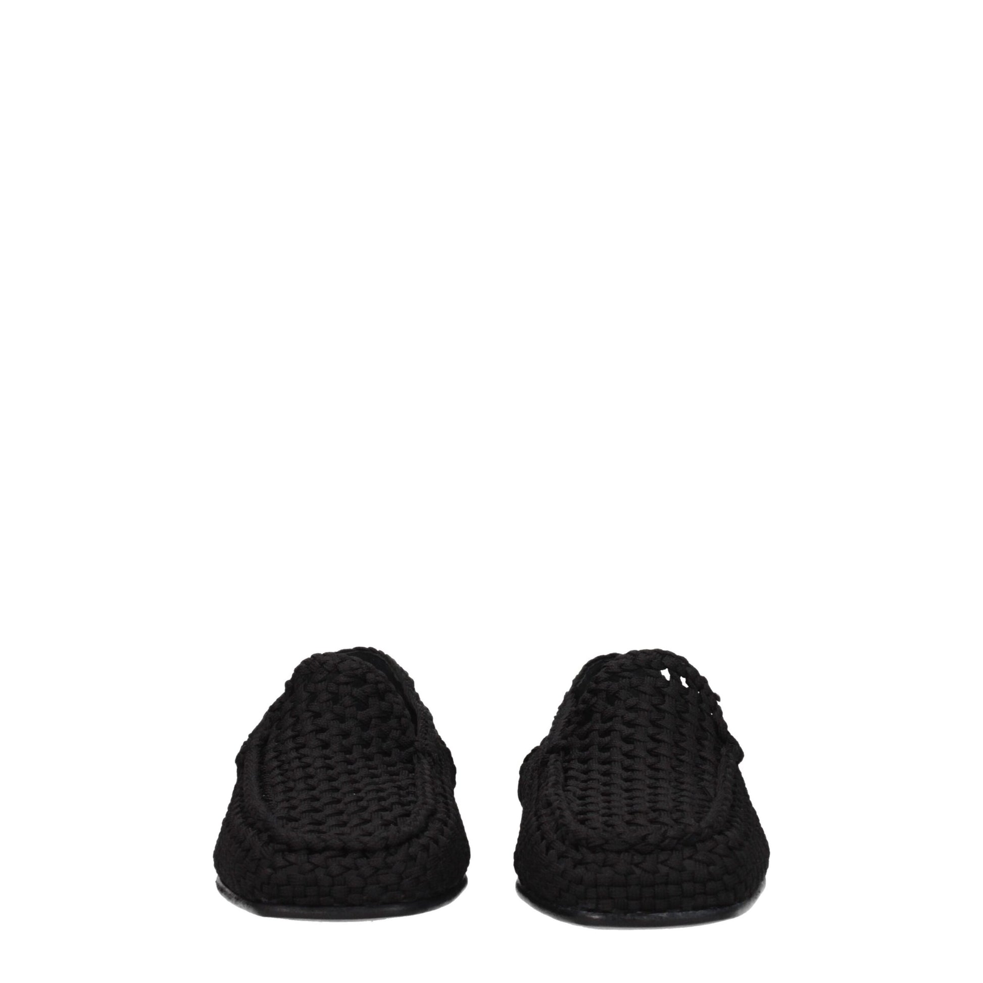 Black Fabric Slip-On Loafers