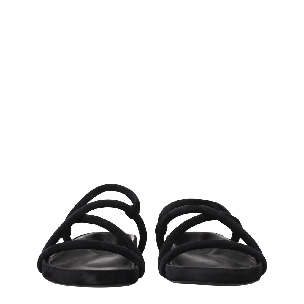Black Leather Flat Sandals