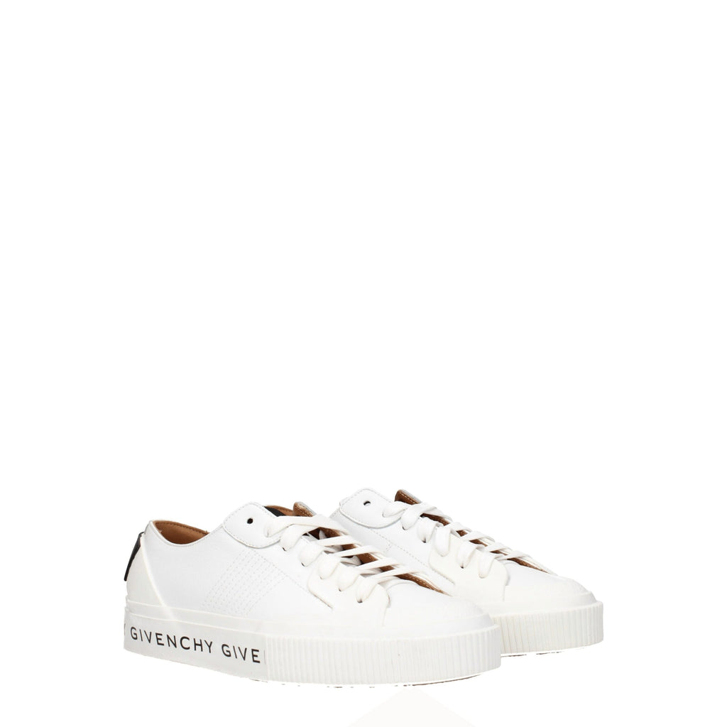 White Leather Low Top Sneakers
