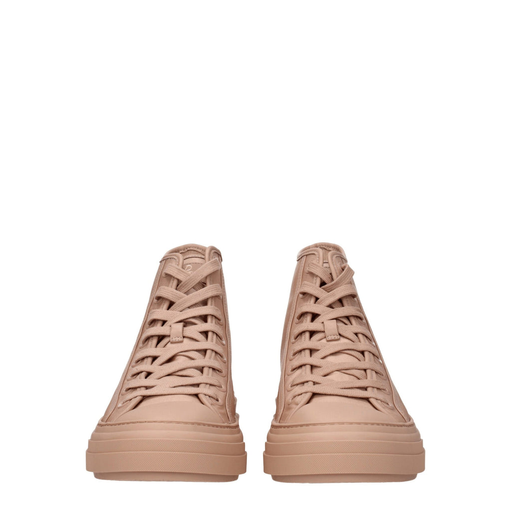 Pink Fabric High Top Sneakers