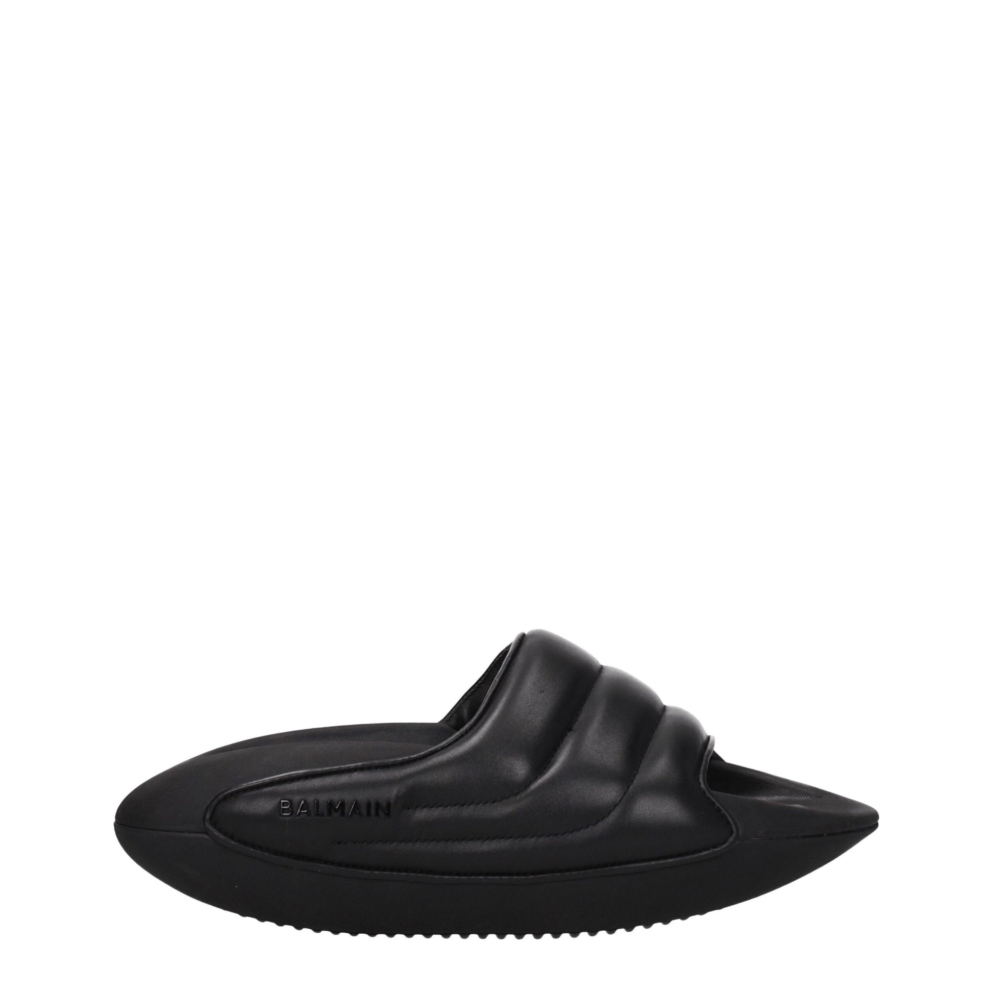 Black Leather Slippers