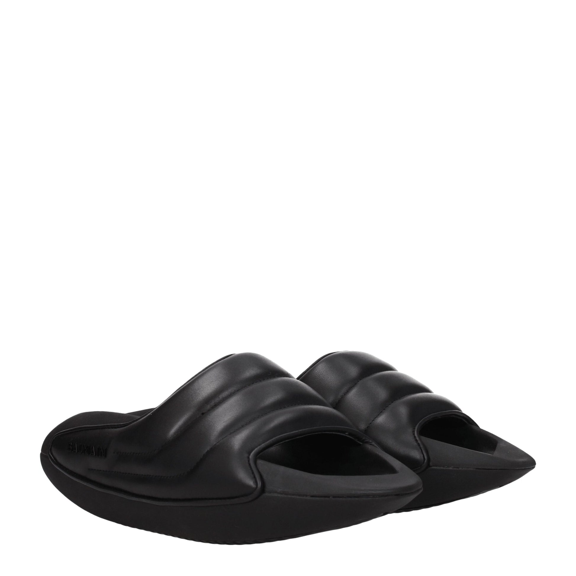 Black Leather Slippers