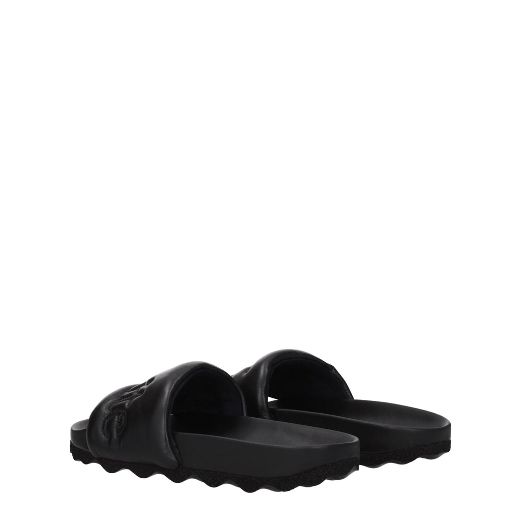 Black Leather Slippers