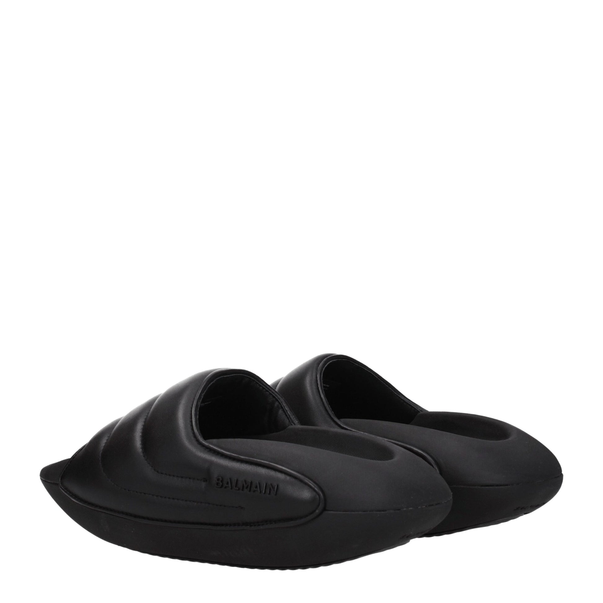 Black Leather Slippers