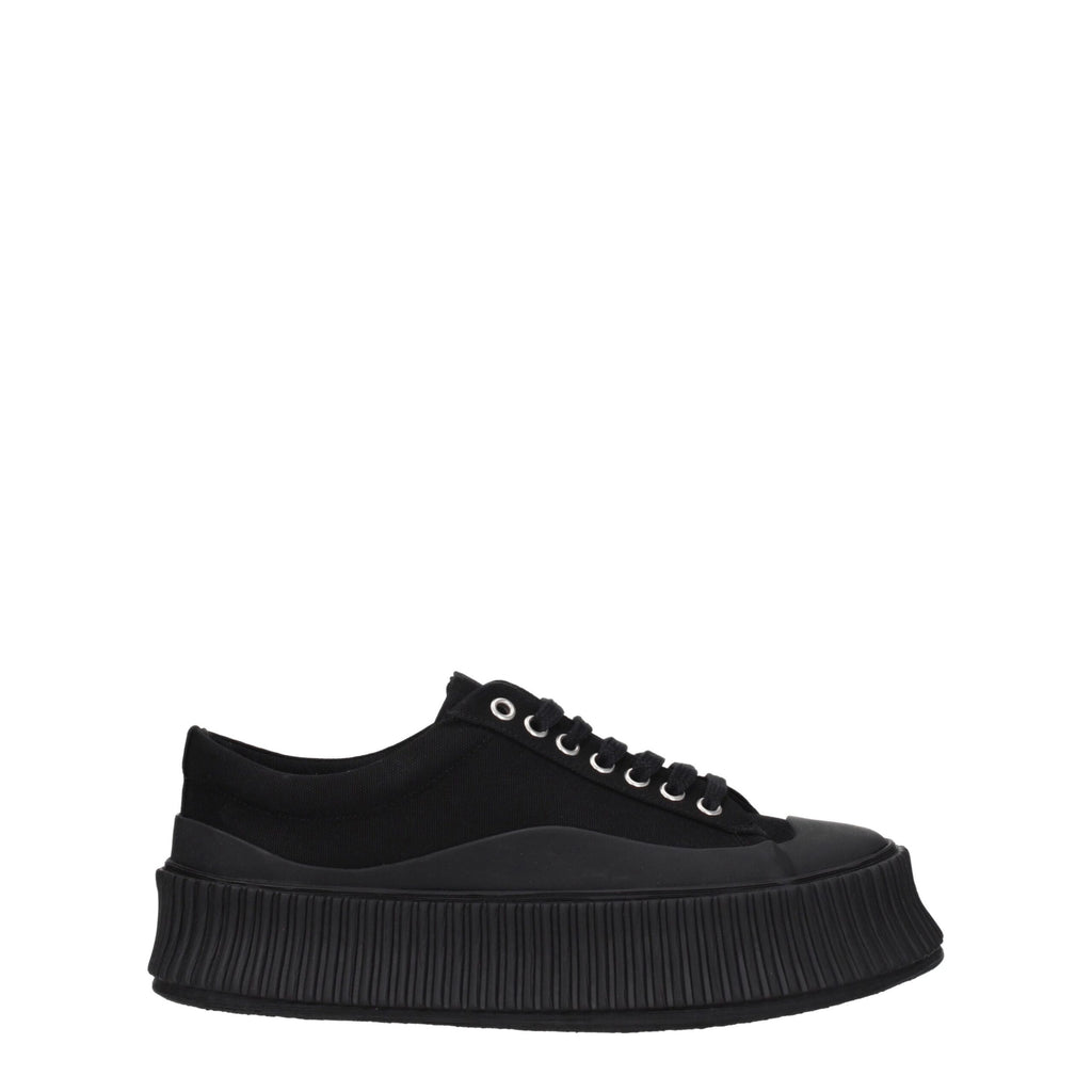 Black Fabric Chunky Sneakers