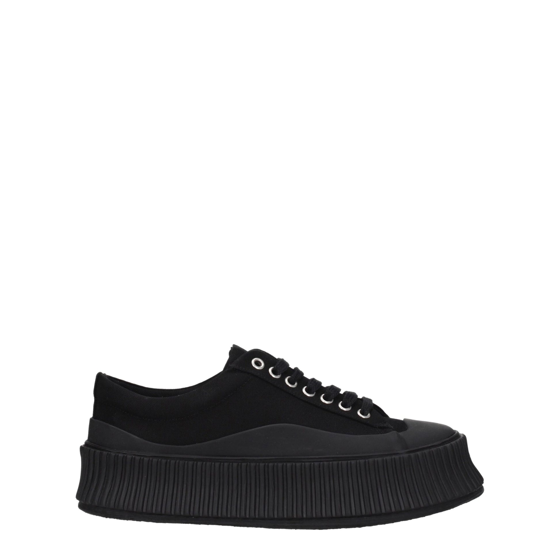 Black Fabric Chunky Sneakers