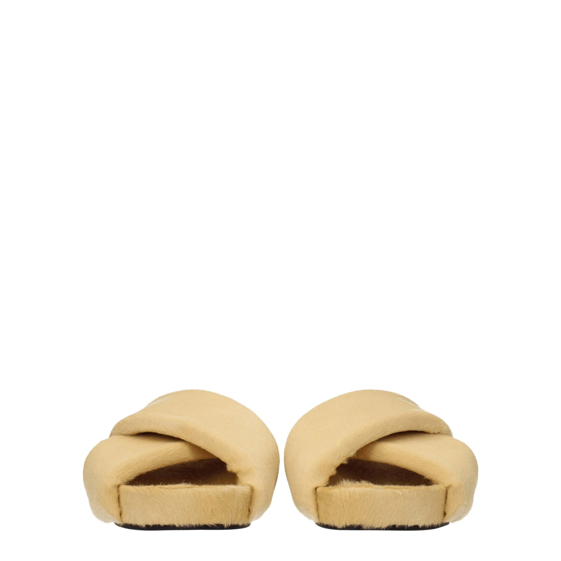 Beige Horsehair Slippers