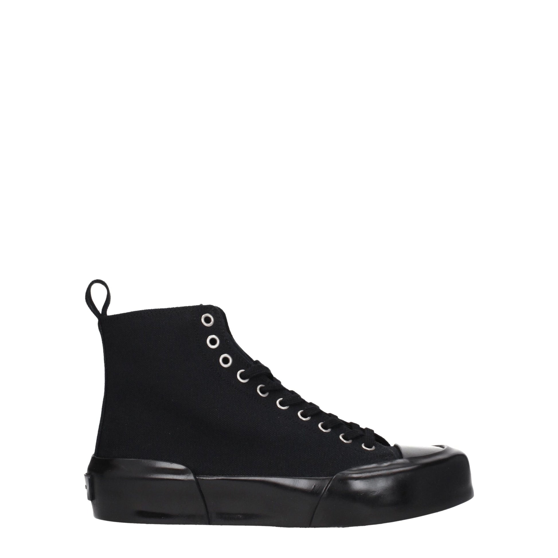 Black Fabric High Top Sneakers