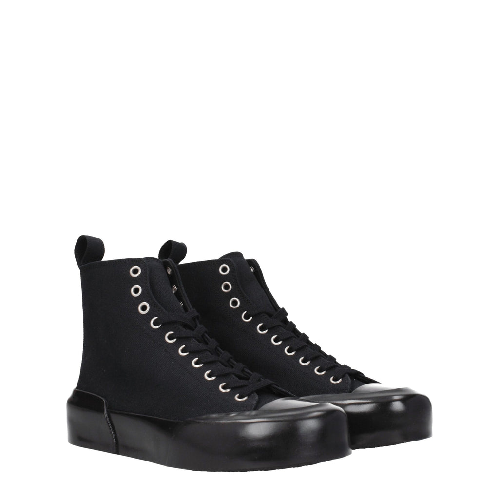 Black Fabric High Top Sneakers