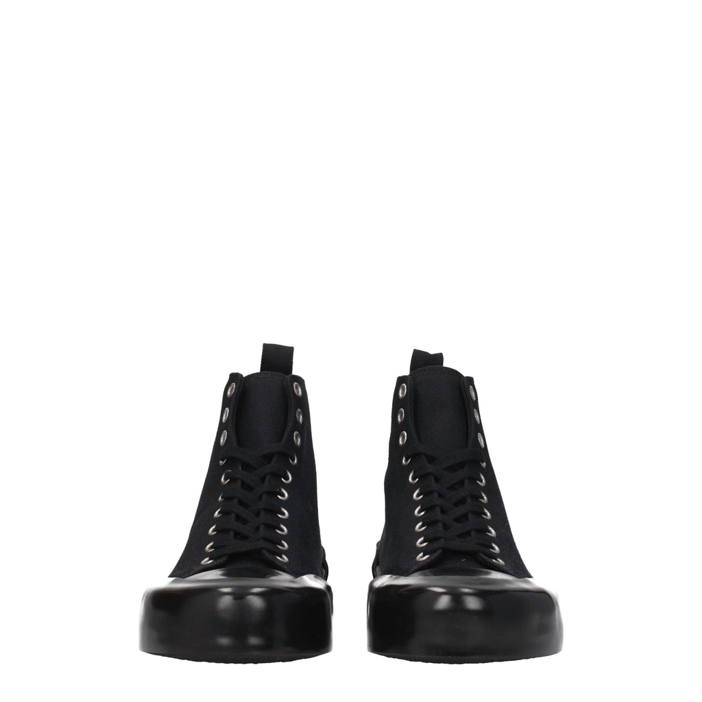 Black Fabric High Top Sneakers