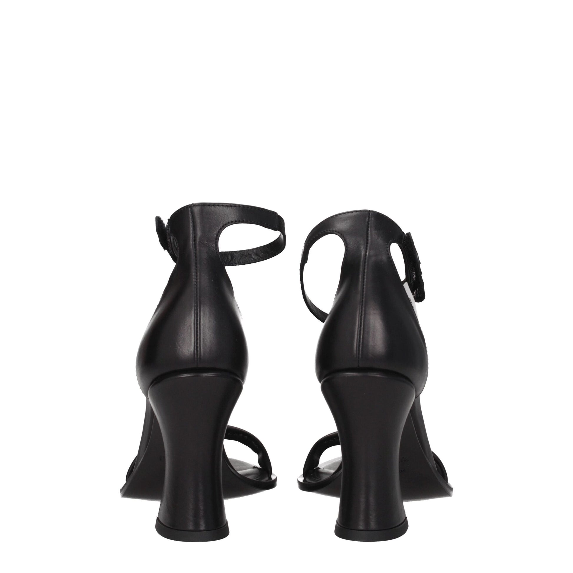 Black Leather Flat Sandals