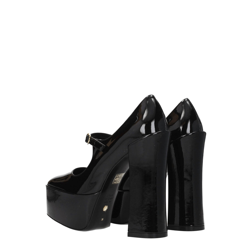 Black Leather Platform Pumps