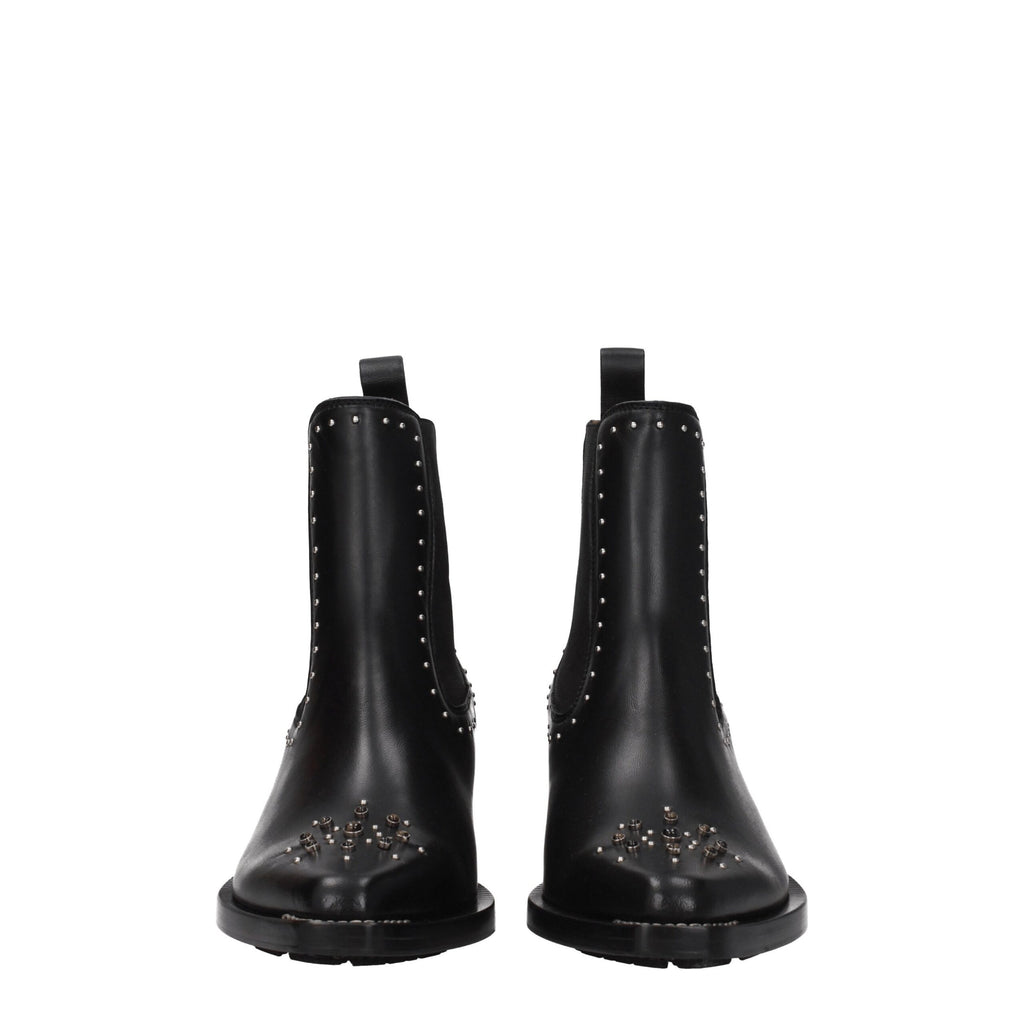 Black Leather Ankle Boots