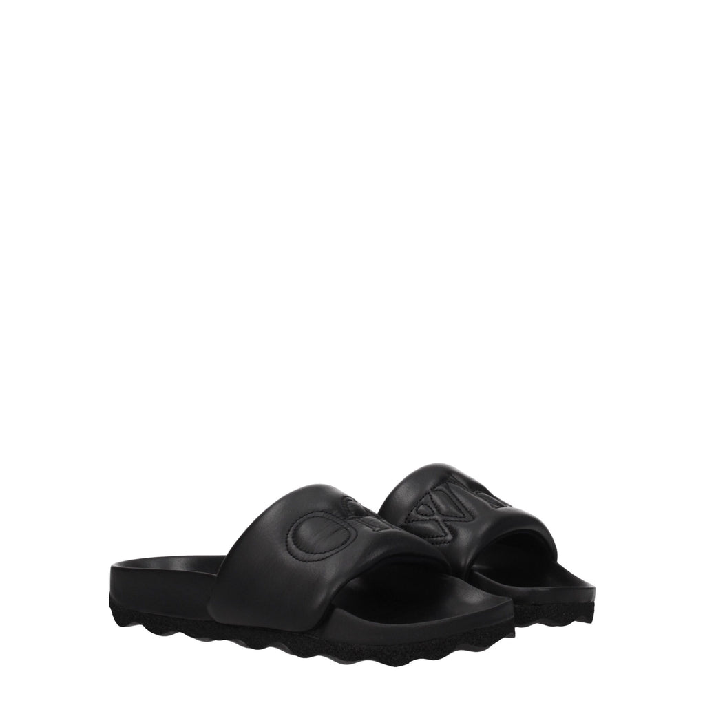 Black Leather Slippers
