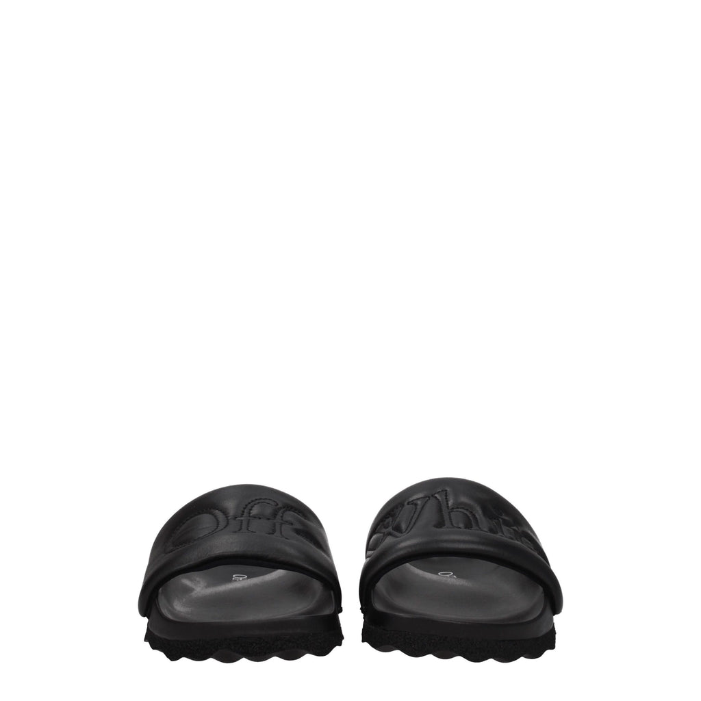 Black Leather Slippers