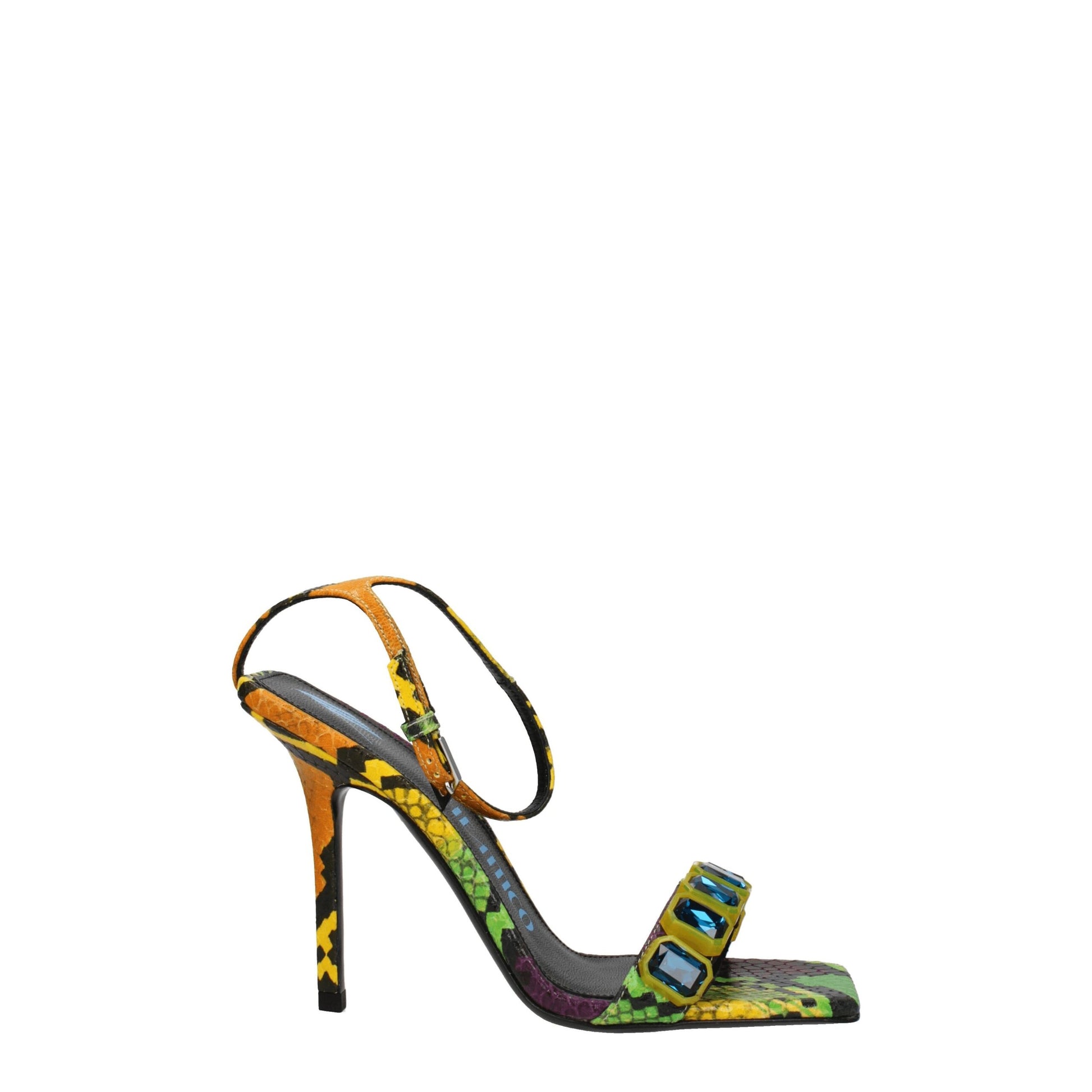 Multicolor Leather Stiletto Heel Sandals