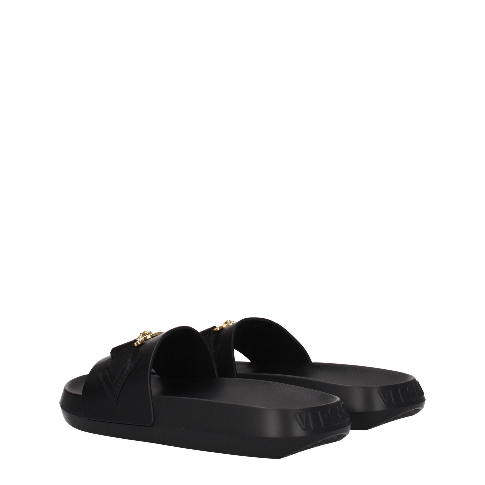 Black Leather Slippers